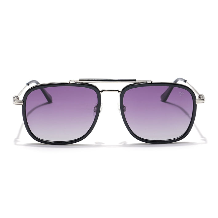 Voyage Select Wayfarer Polarized Sunglasses (Light Purple & Clear Lens | Black & Silver Frame - SLPMG6259)