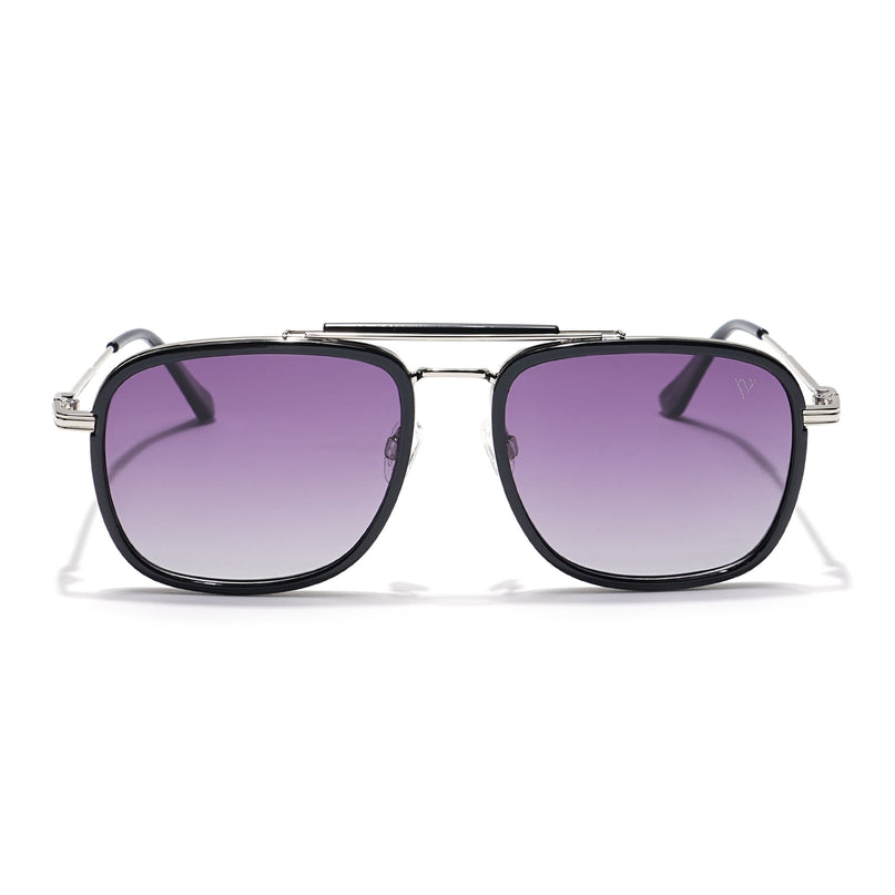 Voyage Select Wayfarer Polarized Sunglasses (Light Purple & Clear Lens | Black & Silver Frame - SLPMG6259)