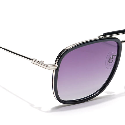 Voyage Select Wayfarer Polarized Sunglasses (Light Purple & Clear Lens | Black & Silver Frame - SLPMG6259)