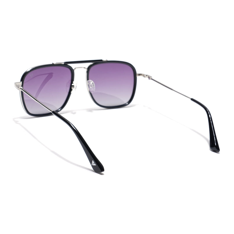 Voyage Select Wayfarer Polarized Sunglasses (Light Purple & Clear Lens | Black & Silver Frame - SLPMG6259)