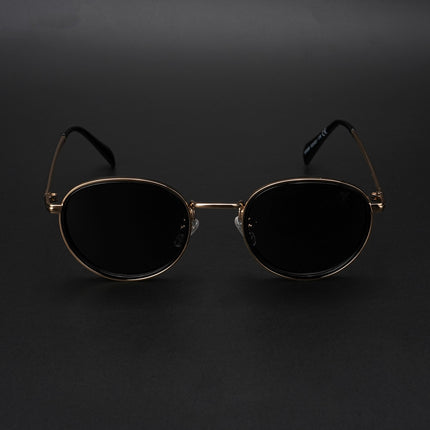 Round Polarized Sunglasses (Black Lens | Golden Frame - PMG5857)