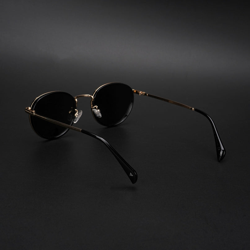 Round Polarized Sunglasses (Black Lens | Golden Frame - PMG5857)