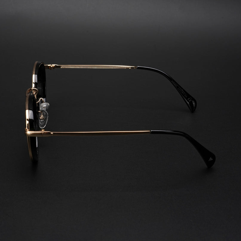 Round Polarized Sunglasses (Black Lens | Golden Frame - PMG5857)