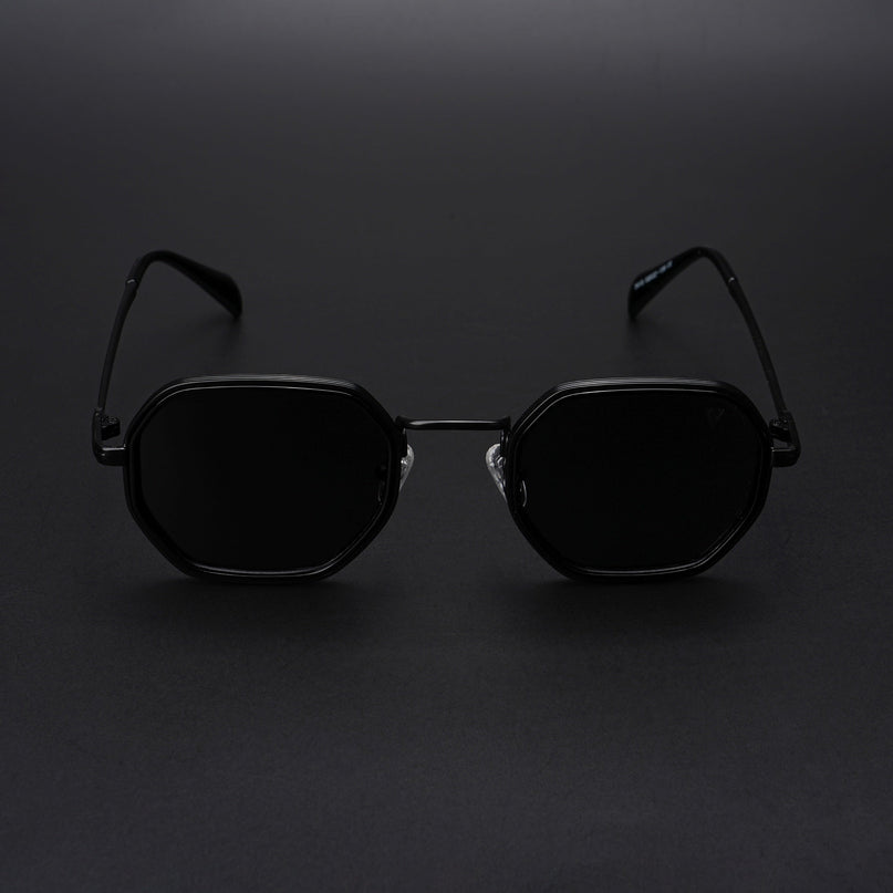 Geometric Polarized Sunglasses (Black Lens | Black Frame - PMG5851)