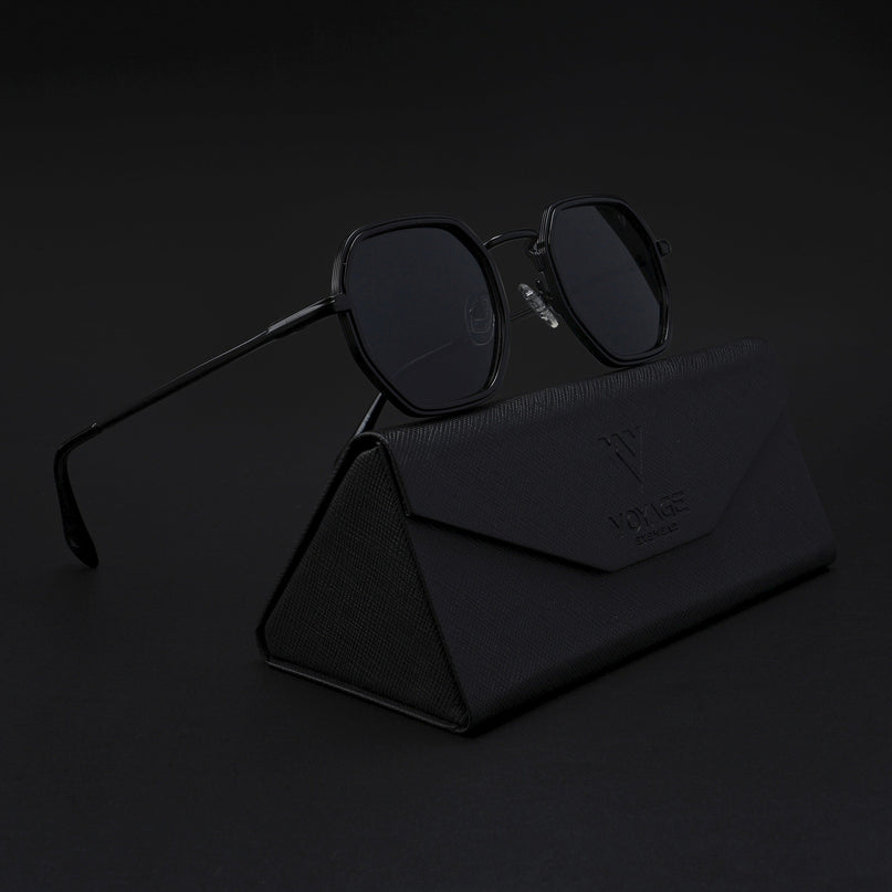 Geometric Polarized Sunglasses (Black Lens | Black Frame - PMG5851)