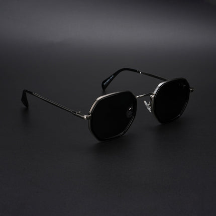Geometric Polarized Sunglasses (Black Lens | Silver Frame - PMG5852)