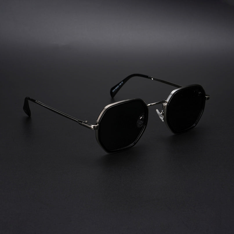 Geometric Polarized Sunglasses (Black Lens | Silver Frame - PMG5852)