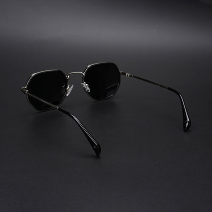 Geometric Polarized Sunglasses (Black Lens | Silver Frame - PMG5852)