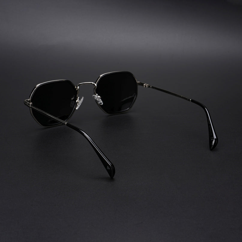 Geometric Polarized Sunglasses (Black Lens | Silver Frame - PMG5852)