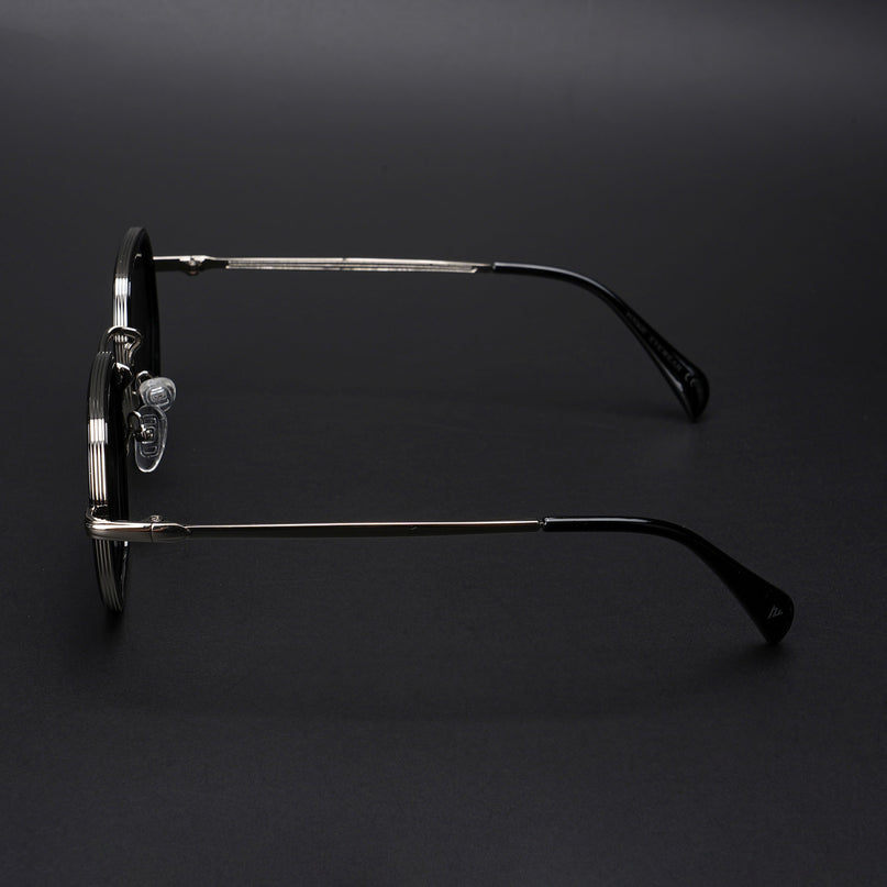 Geometric Polarized Sunglasses (Black Lens | Silver Frame - PMG5852)