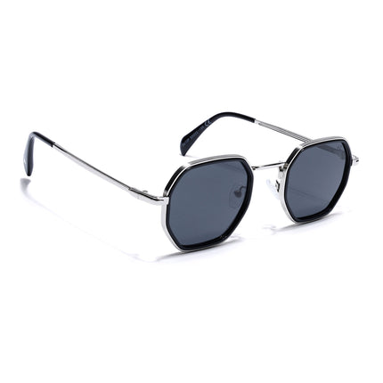 Geometric Polarized Sunglasses (Black Lens | Silver Frame - PMG5852)