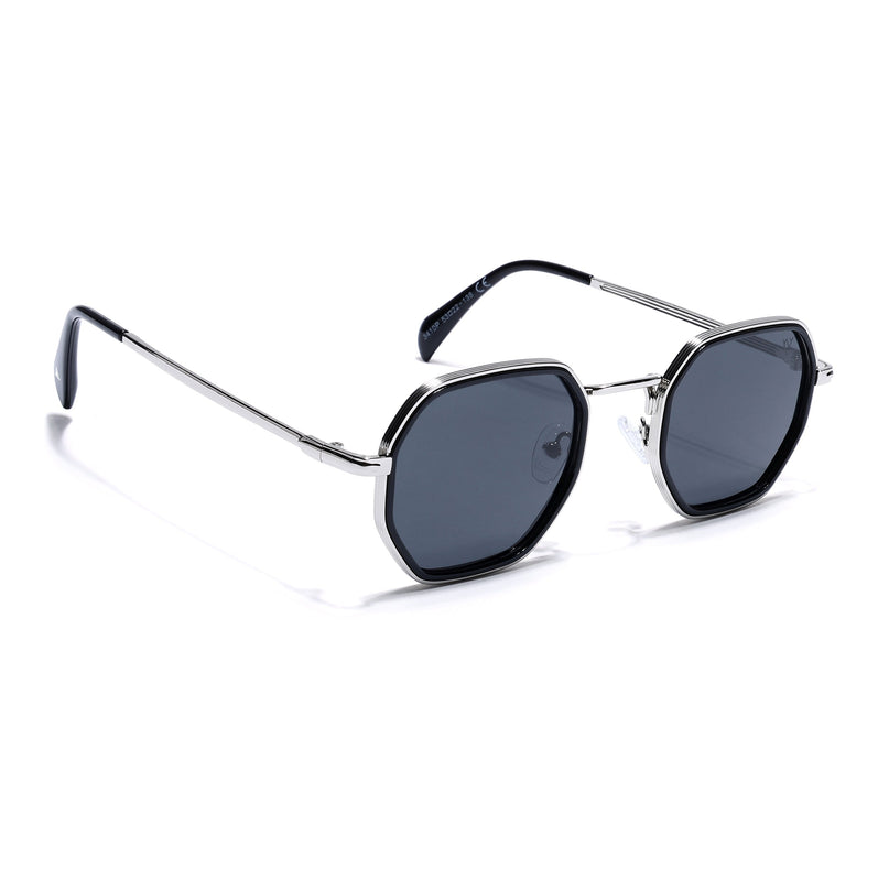 Geometric Polarized Sunglasses (Black Lens | Silver Frame - PMG5852)