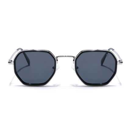Geometric Polarized Sunglasses (Black Lens | Silver Frame - PMG5852)