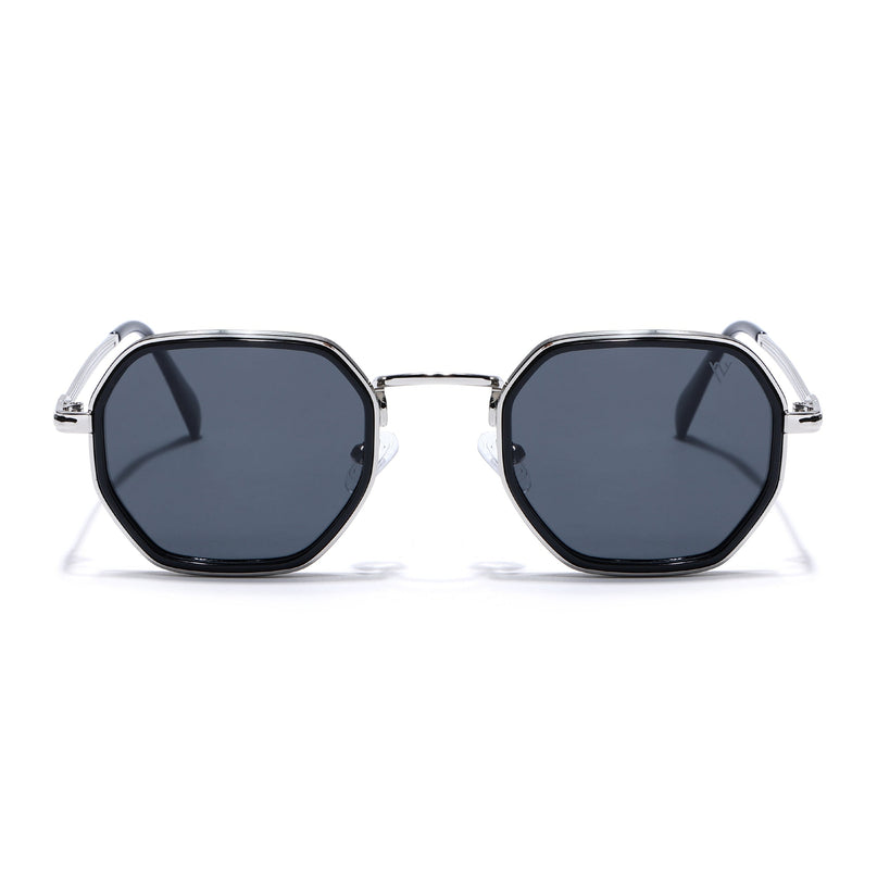 Geometric Polarized Sunglasses (Black Lens | Silver Frame - PMG5852)