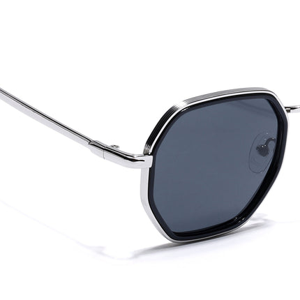 Geometric Polarized Sunglasses (Black Lens | Silver Frame - PMG5852)