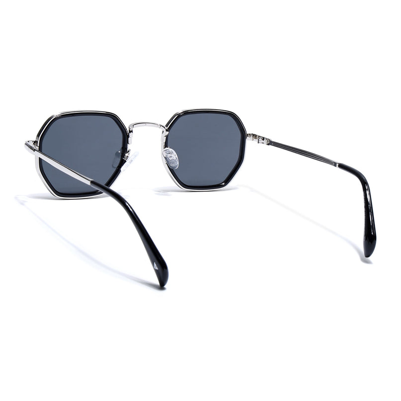 Geometric Polarized Sunglasses (Black Lens | Silver Frame - PMG5852)