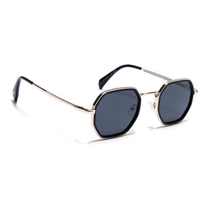 Geometric Polarized Sunglasses (Black Lens | Golden Frame - PMG5853)