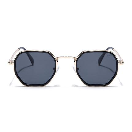 Geometric Polarized Sunglasses (Black Lens | Golden Frame - PMG5853)