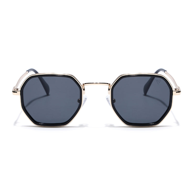 Geometric Polarized Sunglasses (Black Lens | Golden Frame - PMG5853)
