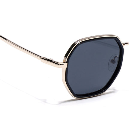 Geometric Polarized Sunglasses (Black Lens | Golden Frame - PMG5853)