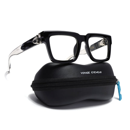 Voyage Black Square Eyeglasses for Men & Women (3490FMG7130-C1)