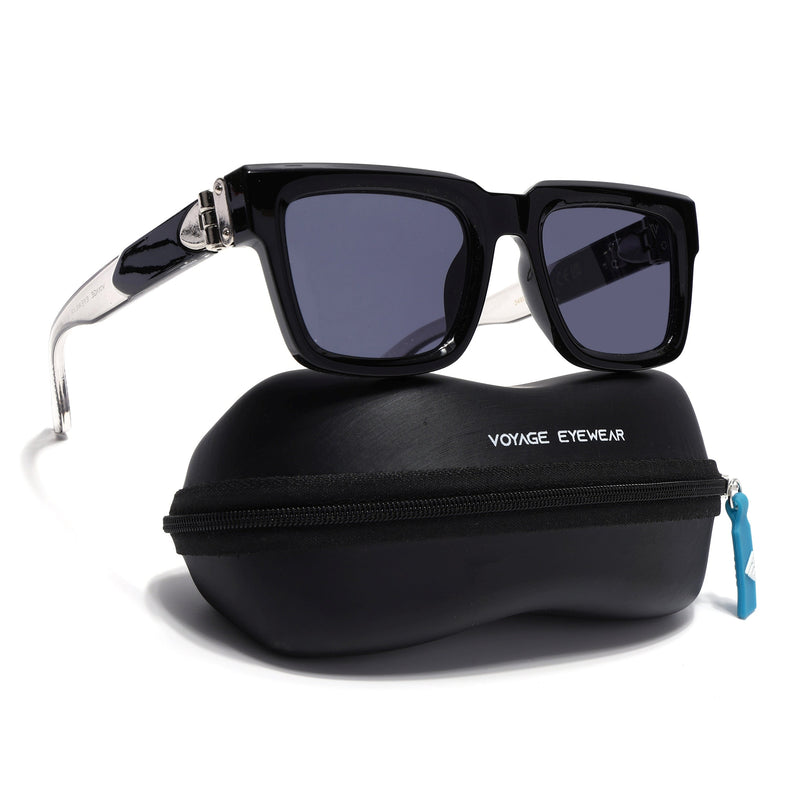Square Sunglasses for Men & Women (Grey Lens | Black Frame - MG7120)