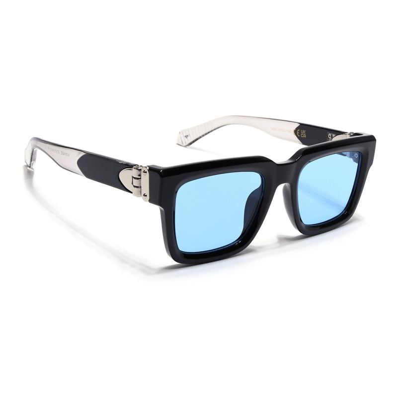 Square Sunglasses for Men & Women (Blue Lens | Black Frame - MG7121)