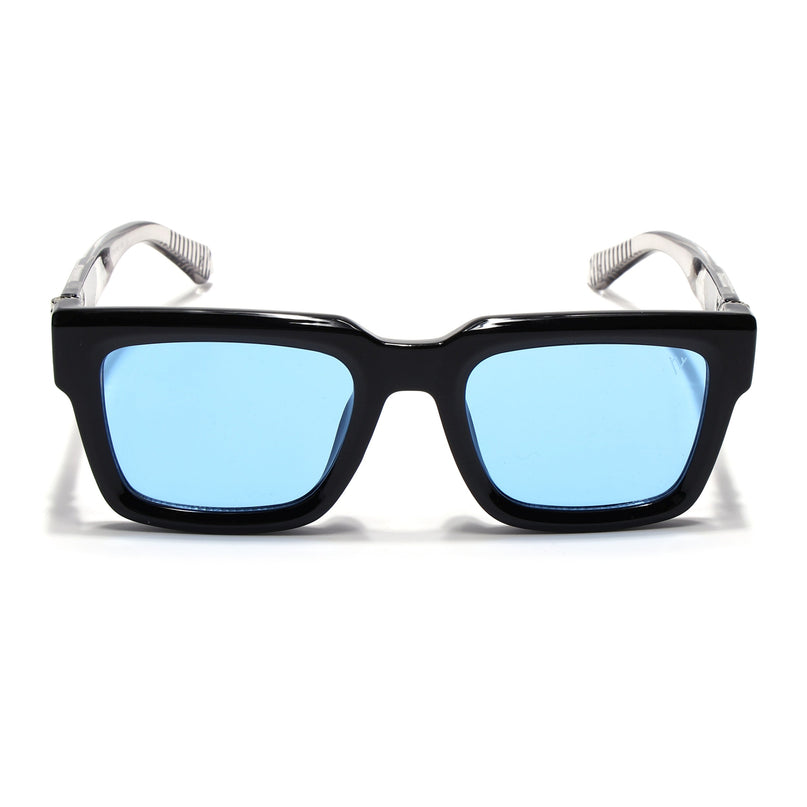 Square Sunglasses for Men & Women (Blue Lens | Black Frame - MG7121)