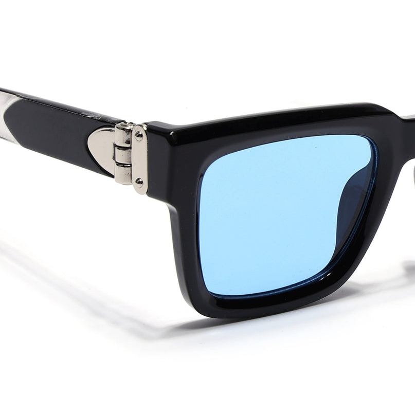 Square Sunglasses for Men & Women (Blue Lens | Black Frame - MG7121)