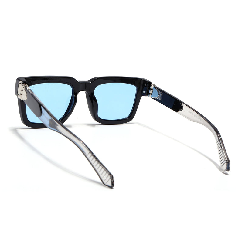 Square Sunglasses for Men & Women (Blue Lens | Black Frame - MG7121)
