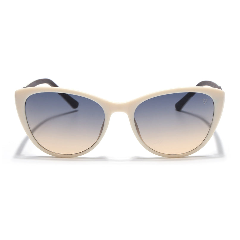 Cateye Sunglasses for Women (Grey & Brown Lens | White Frame - MG7166)
