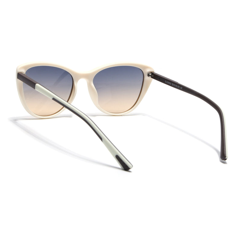 Cateye Sunglasses for Women (Grey & Brown Lens | White Frame - MG7166)