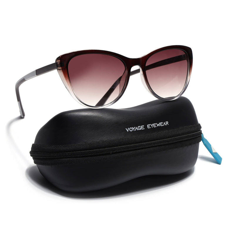 Cateye Sunglasses for Women (Brown & Clear Lens | Brown & Clear Frame - MG7167)