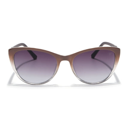 Cateye Sunglasses for Women (Grey & Clear Lens | Light Brown Frame - MG7168)