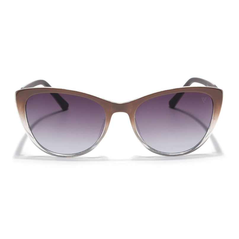 Cateye Sunglasses for Women (Grey & Clear Lens | Light Brown Frame - MG7168)