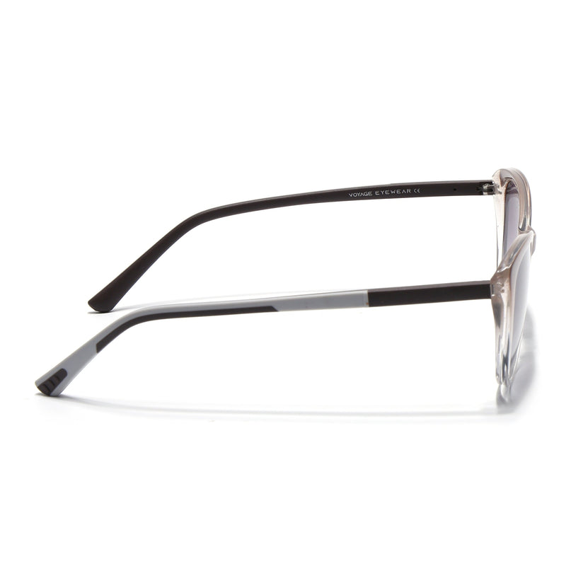 Cateye Sunglasses for Women (Grey & Clear Lens | Light Brown Frame - MG7168)
