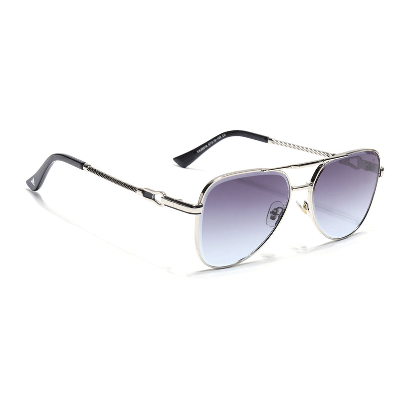 Aviator Sunglasses for Men & Women (Blue & Clear Lens | Silver Frame - MG7256)