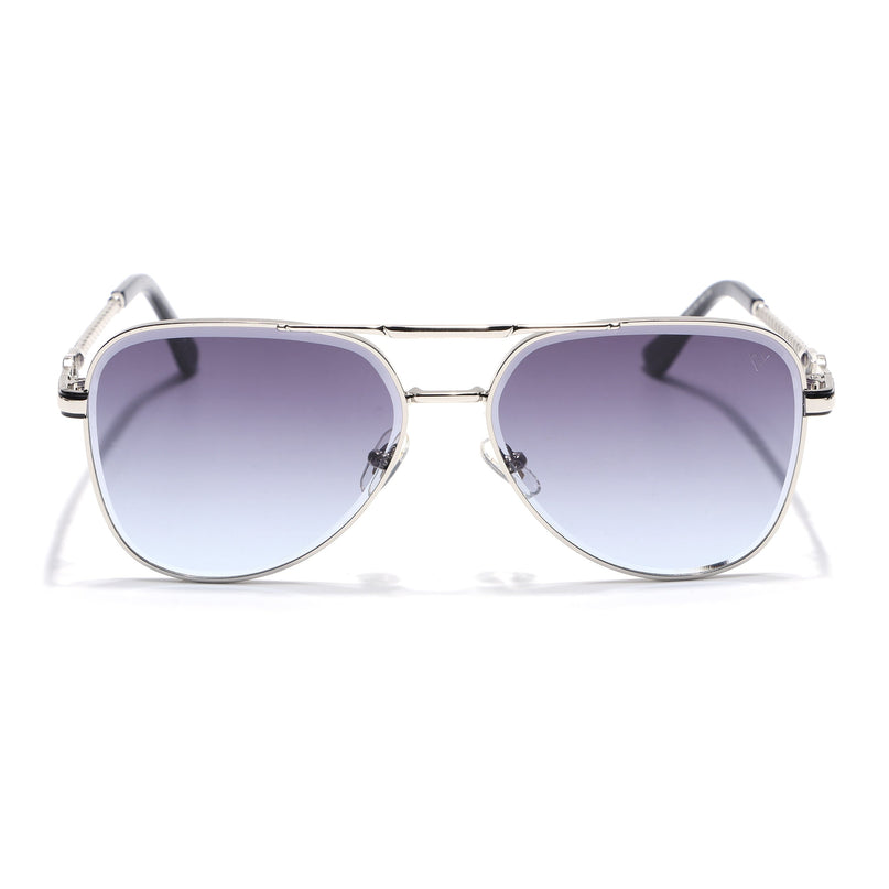Aviator Sunglasses for Men & Women (Blue & Clear Lens | Silver Frame - MG7256)