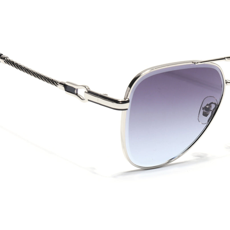 Aviator Sunglasses for Men & Women (Blue & Clear Lens | Silver Frame - MG7256)