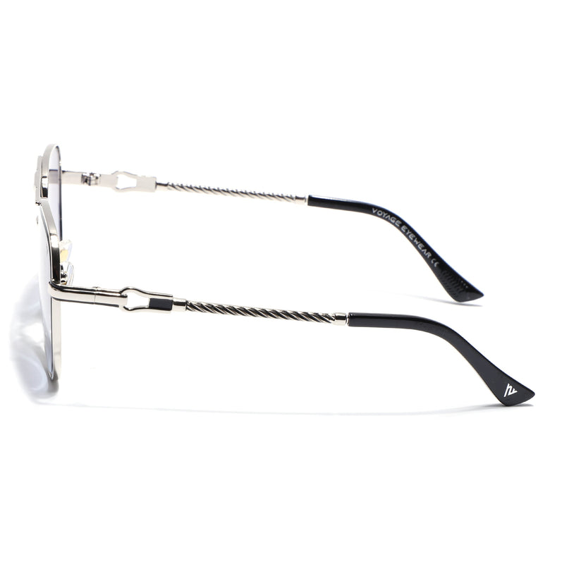 Aviator Sunglasses for Men & Women (Blue & Clear Lens | Silver Frame - MG7256)