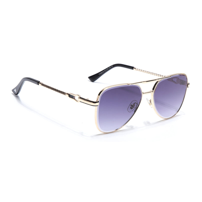 Aviator Sunglasses for Men & Women (Grey & Clear Lens | Golden Frame - MG7257)