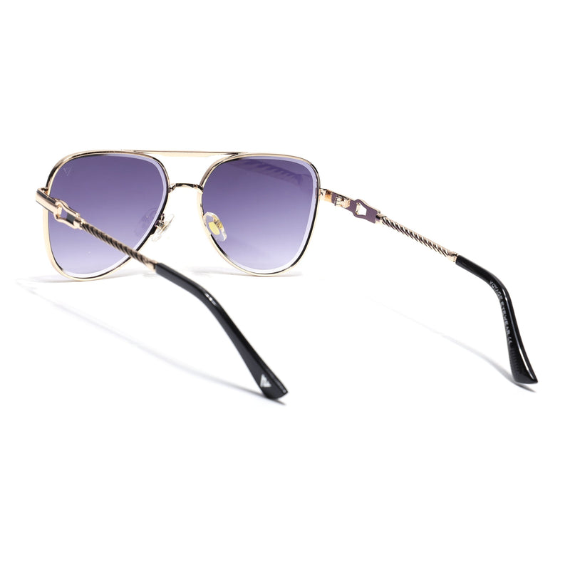 Aviator Sunglasses for Men & Women (Grey & Clear Lens | Golden Frame - MG7257)