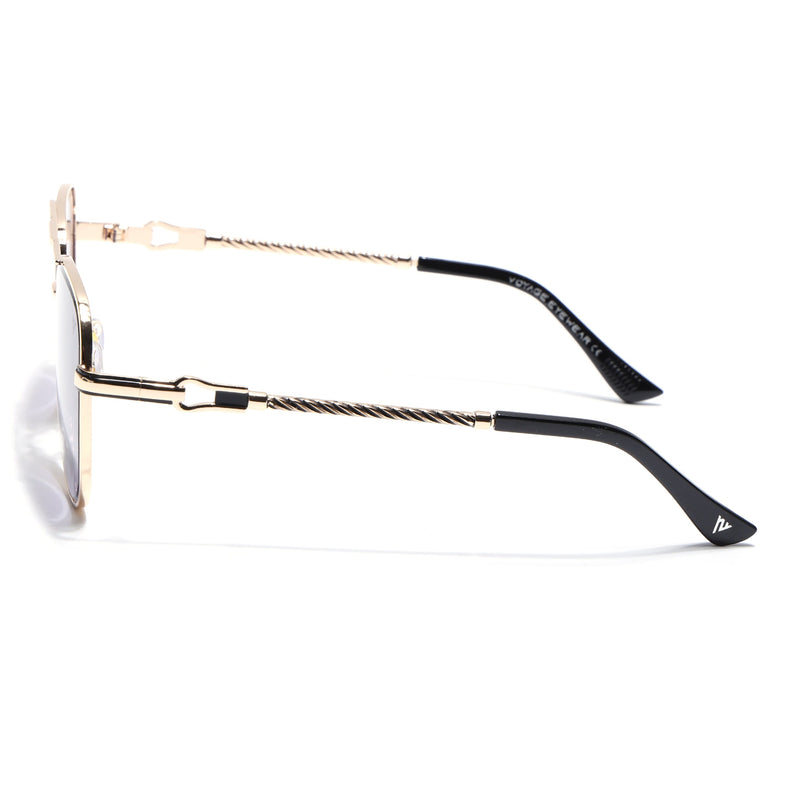 Aviator Sunglasses for Men & Women (Grey & Clear Lens | Golden Frame - MG7257)