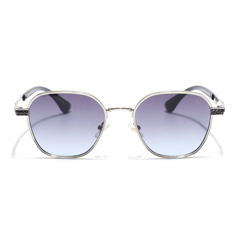 Square Sunglasses for Men & Women (Blue & Clear Lens | Silver Frame - MG7259)
