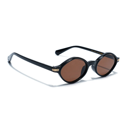 Black Oval Sunglasses | Brown Lens  - MG7752