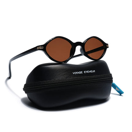 Black Oval Sunglasses | Brown Lens  - MG7752