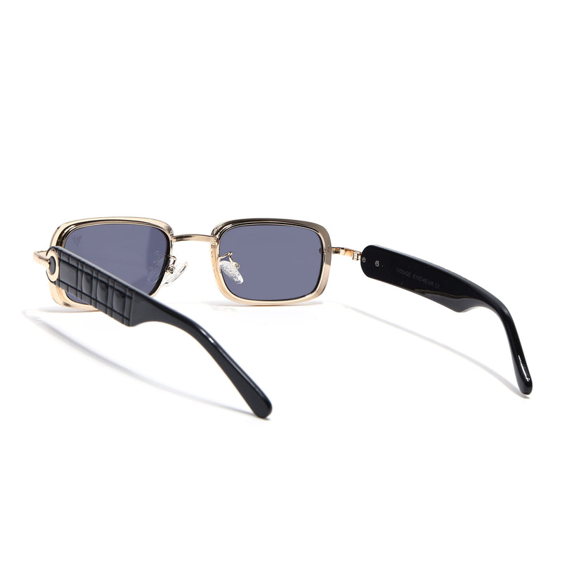 Rectangle Sunglasses for Men & Women (Grey Lens | Golden Frame - MG7618)