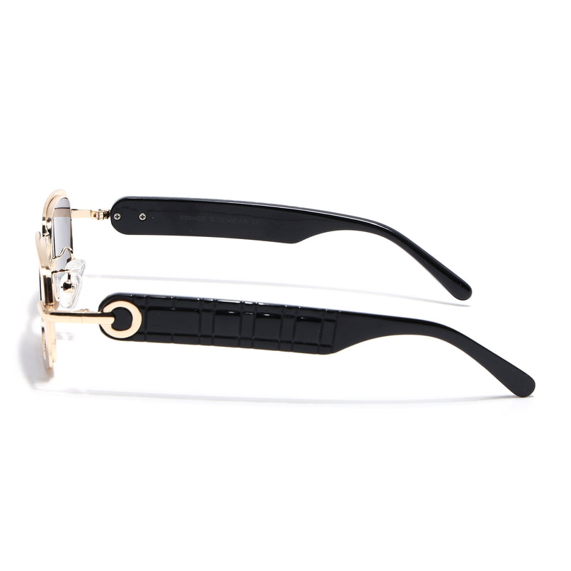 Rectangle Sunglasses for Men & Women (Grey Lens | Golden Frame - MG7618)