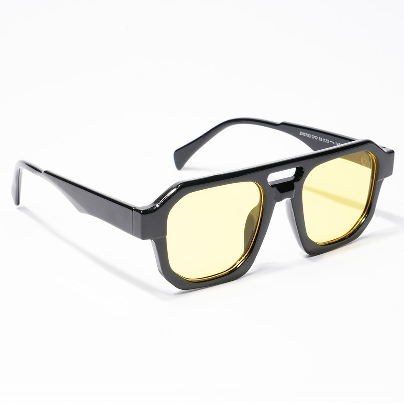 Eyejack Solar Square Sunglasses for Men & Women (Yellow Lens | Shine Black Frame - 3753CL508-C3)