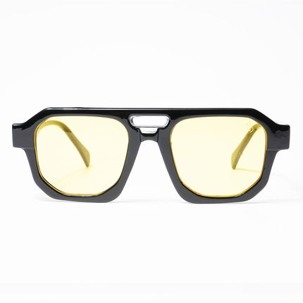 Eyejack Solar Square Sunglasses for Men & Women (Yellow Lens | Shine Black Frame - 3753CL508-C3)